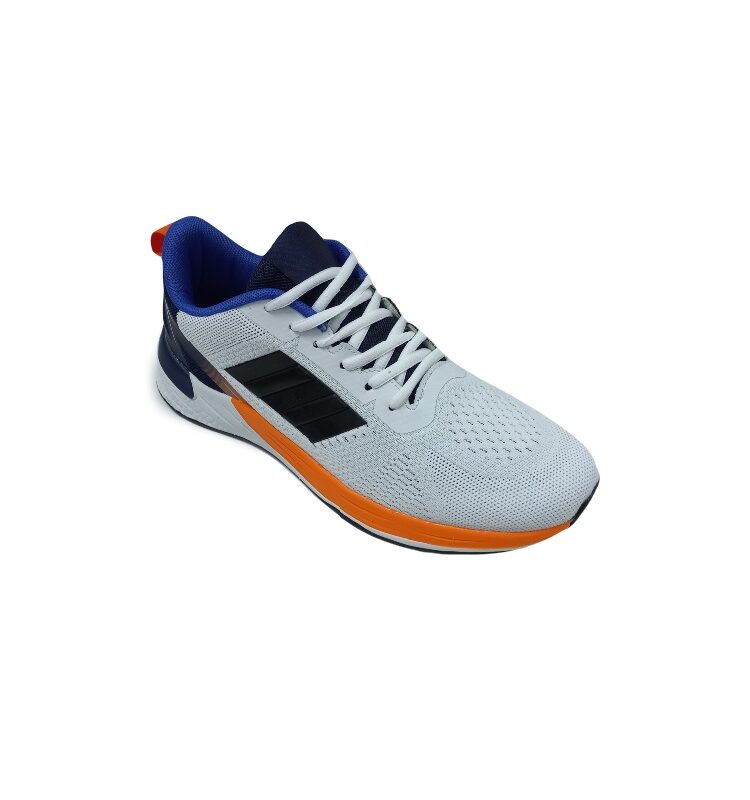 Ανδρικά sneakers σε ύφασμα, λευκό πορτοκαλί χρώμα, Μαργαράς 91114