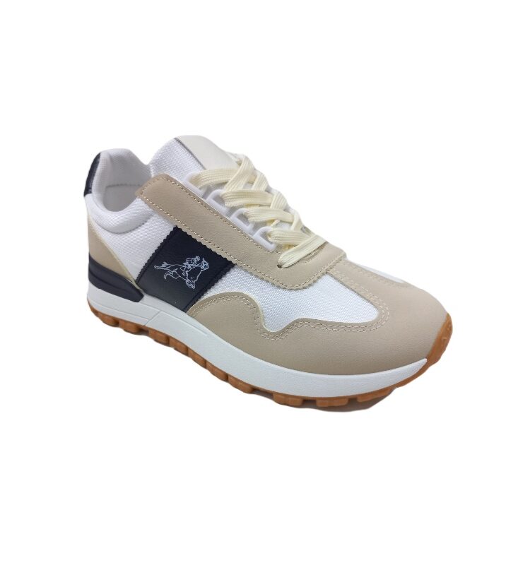 Unisex αθλητικά sneakers λευκό-μπεζ, με σόλα κρεπ, Μαργαράς 2701