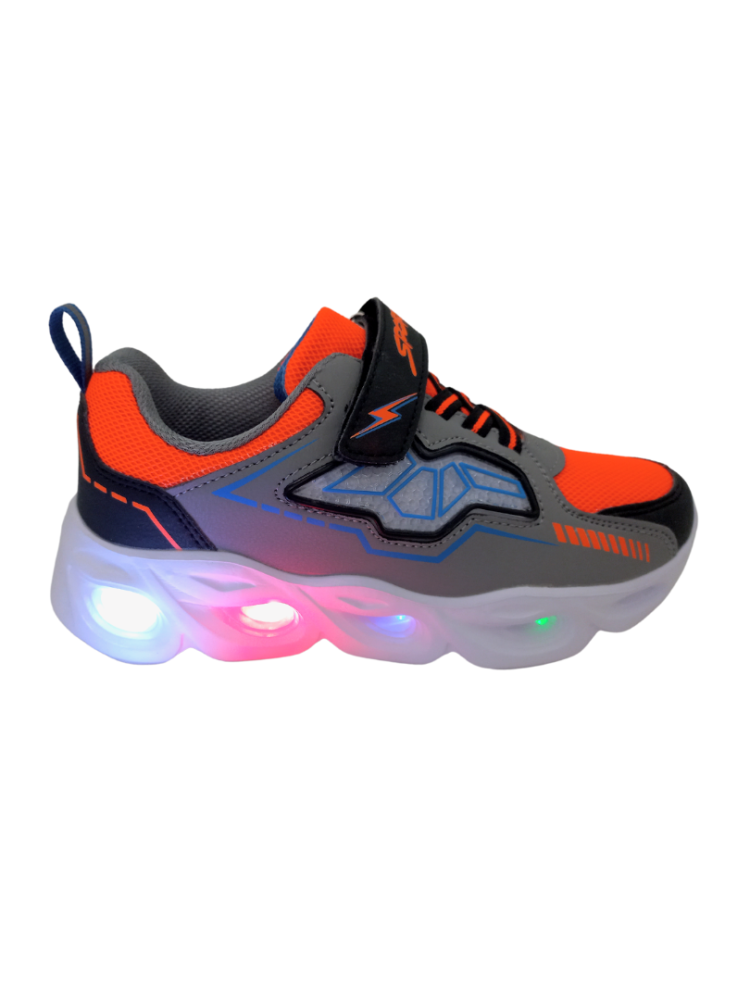 Παιδικά Αθλητικά Γκρι-Πορτοκαλί Sneakers με φωτάκια GB3082